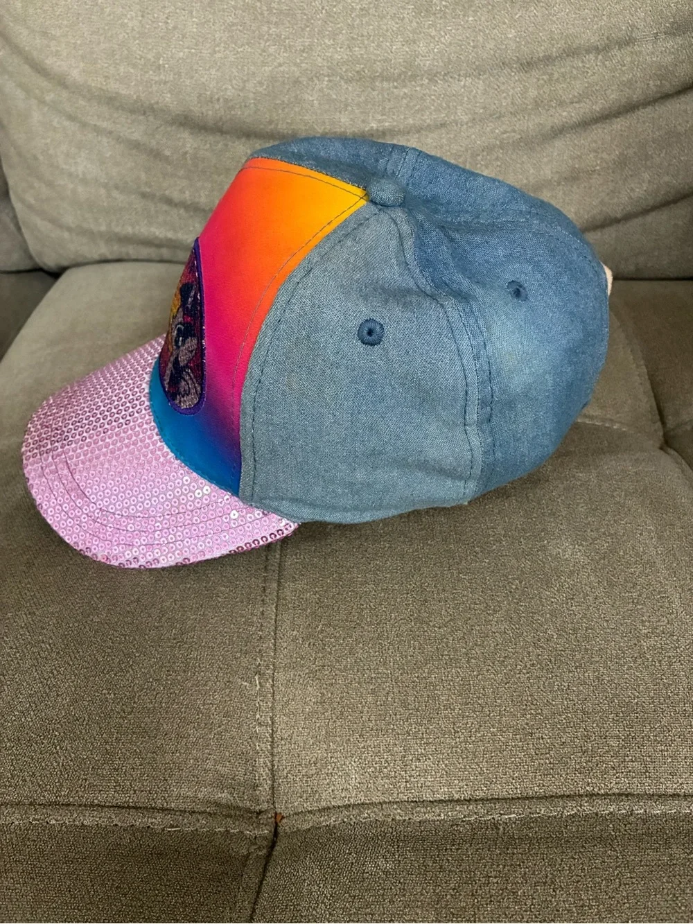 Vintage 2014 My Little Pony Sequin Gradient Cap in Pink, Blue & Orange